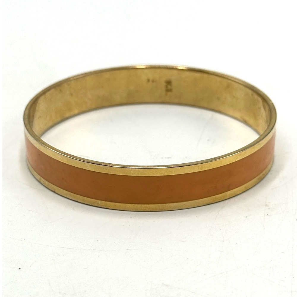 Vintage Gold Tone Peach Enamel Bangle Bracelet